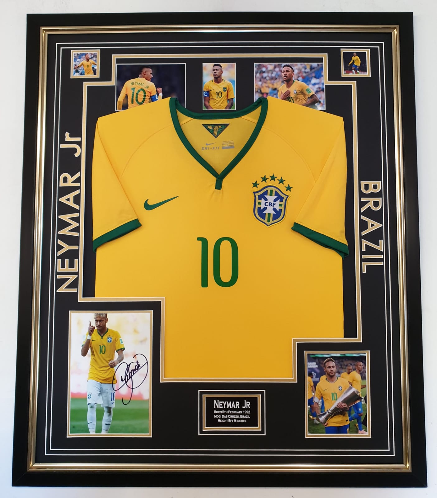 Neymar Jr Signed Photo With Brazil Shirt Framed Experience Epic