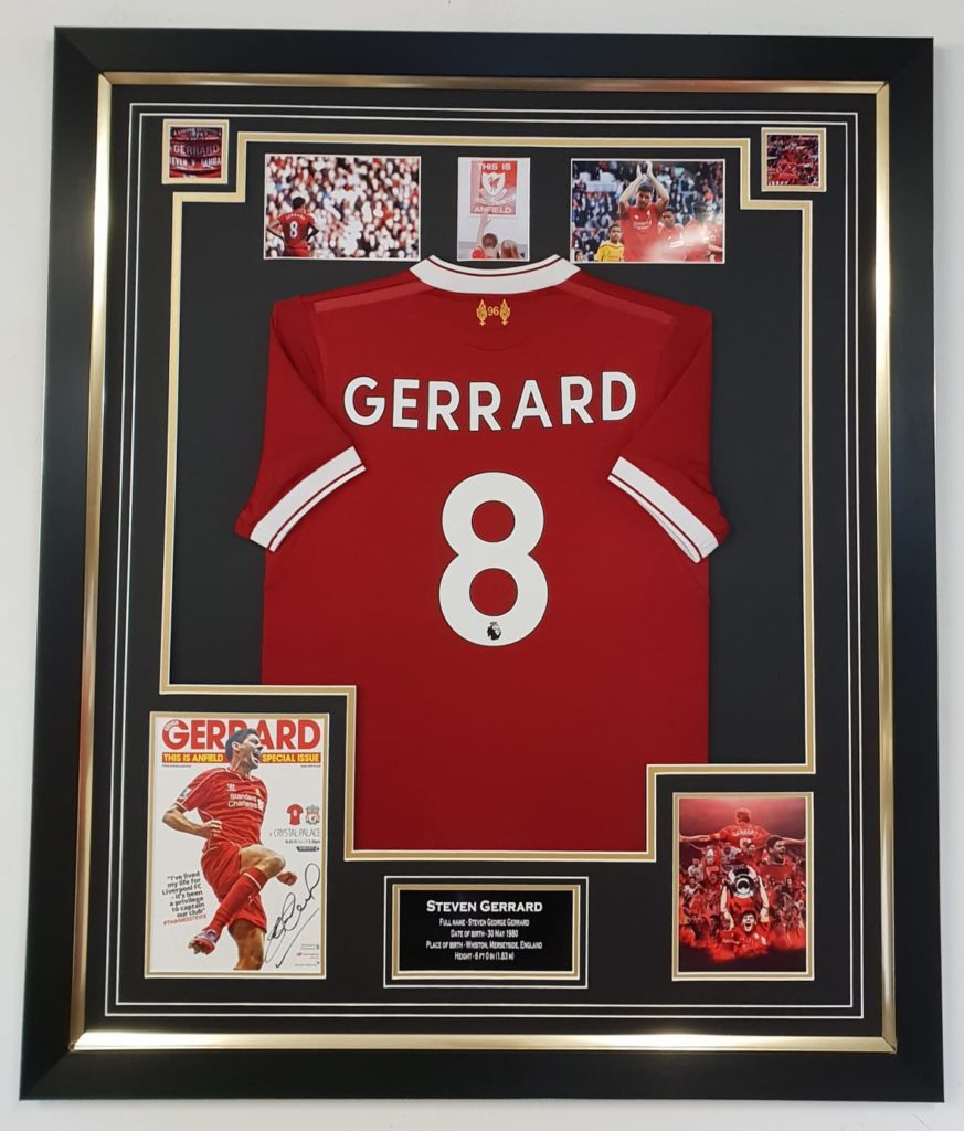 framed steven gerrard shirt