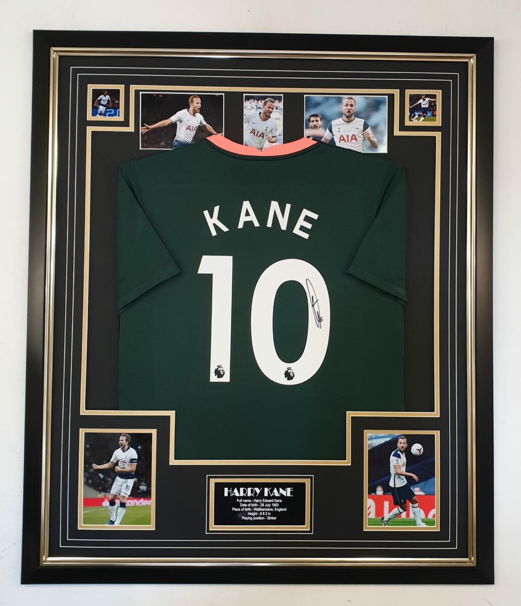 Kane and Son Tottenham Machine signed Shirt Frame