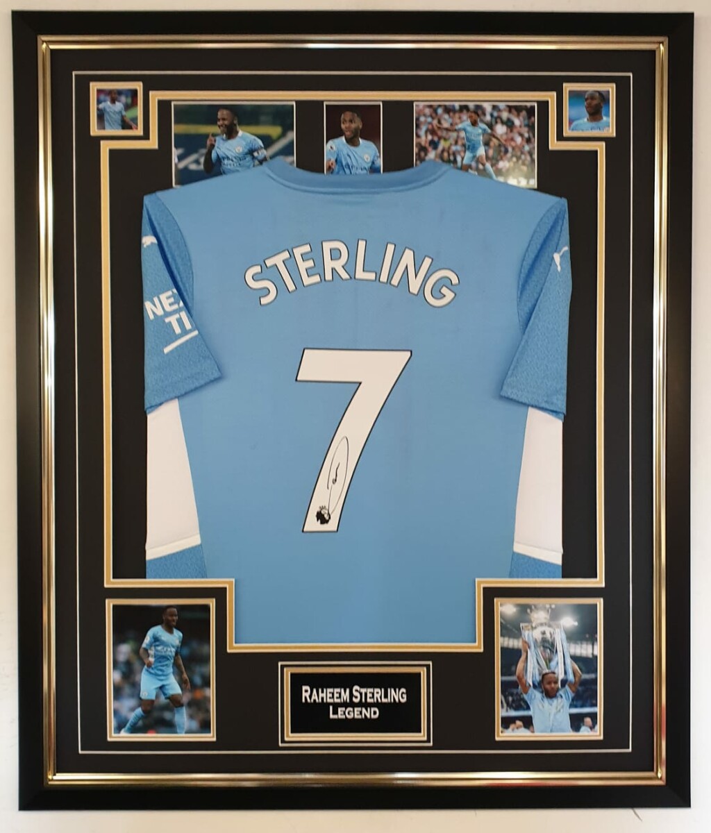 Raheem Sterling Signed Manchester City FC Shirt Framed